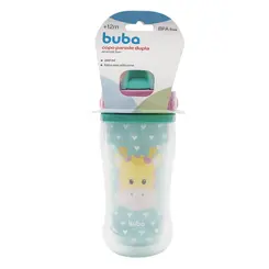 Copo Canudo Parede Dupla Buba Animal Fun Girafa 280ml