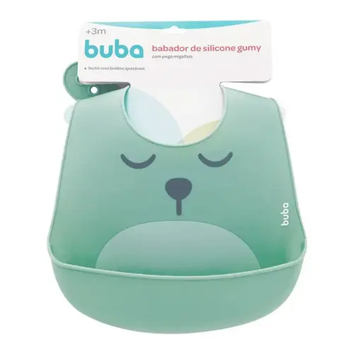 Babador Silicone Buba Impermevel Pega Migalhas Gumy Verde