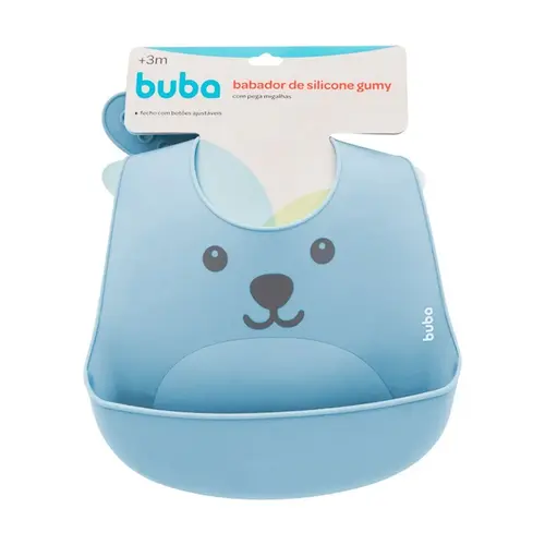 Babador Silicone Buba Impermevel Pega Migalhas Gumy Azul