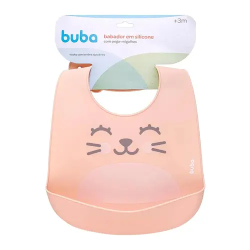 Babador Silicone Buba Impermevel Pega Migalhas Gumy Pssego