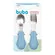 Kit Talheres Colher e Garfo Cabo em Silicone Buba Dino Azul