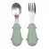 Kit Talheres Colher e Garfo Cabo em Silicone Buba Dino Verde