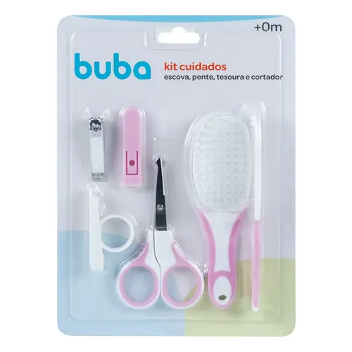 Kit de Higiene e Cuidados Para Bebê Buba Rosa