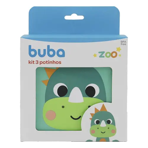 Kit 3 Potes Lancheira Infantil Buba Bubazoo Dino