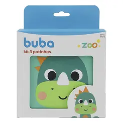 Kit 3 Potes Lancheira Infantil Buba Bubazoo Dino