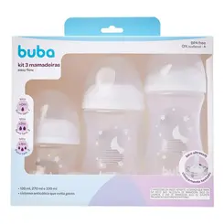 Kit 3 Mamadeiras Buba Easy Flow Anticlica Nuvem Branca