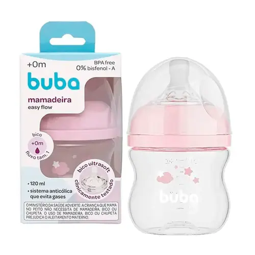 Mamadeira Buba Easy Flow Nuvem Rosa 120ml