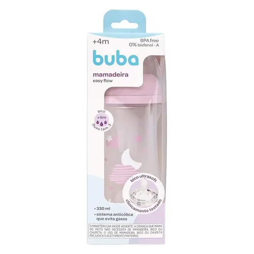 Mamadeira Buba Easy Flow Nuvem Rosa 330ml