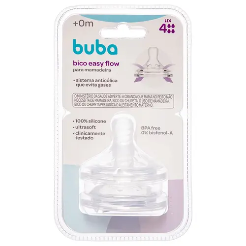 Bico Mamadeira Easy Flow Buba Anticlica Fluxo 4 2 Unidades
