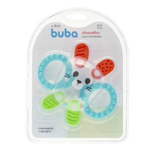 Chocalho Mordedor Buba Coelhinho Multi Texturas Silicone