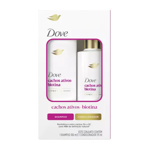 Kit Dove Cachos Ativos + Biotin Shampoo 350ml + Condicionador 175ml