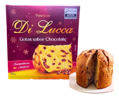 PANETTONE COM GTS SABOR CHOCOLATE DI LUCCA 400G