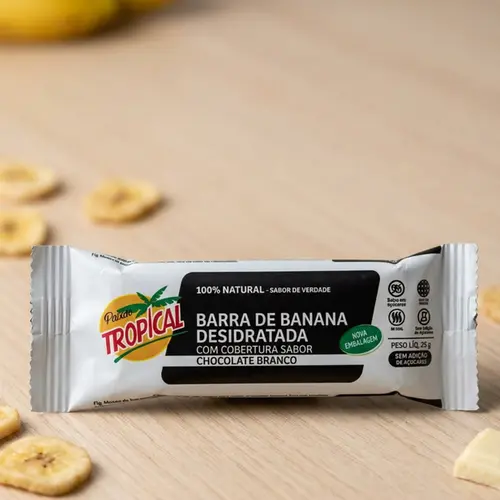 Barra De Banana Passa com Chocolate Branco 25g