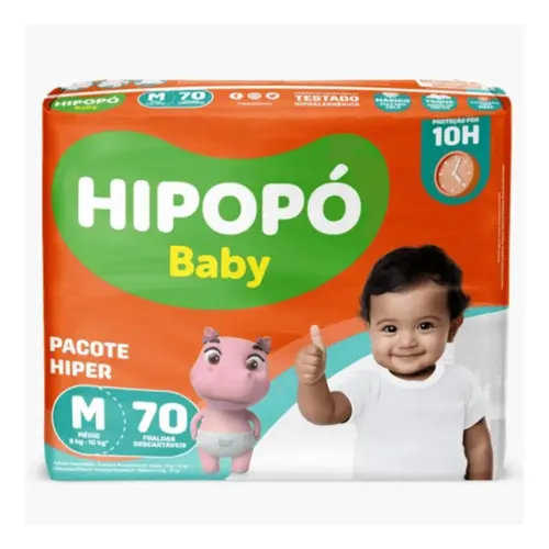 Fralda Hipopó Baby Hiper M 70 Unidades