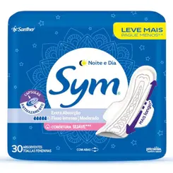 Absorvente Sym Premium Noite & Dia Suave Com Abas 30un