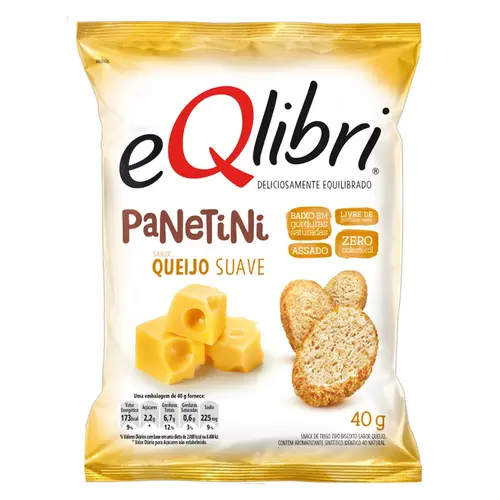 Snack Queijo Suave Eqlibri Panetini Pacote 40g