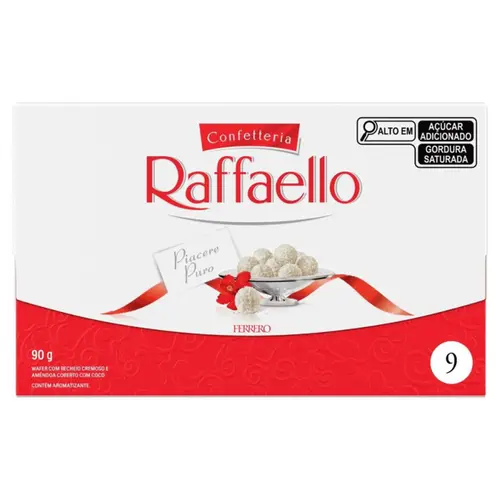 Bombom Raffaello Caixa com 9 Unidades Ferrero Rocher 90g