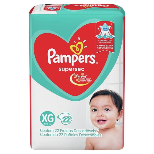 Fralda Pampers Supersec Jumbo Xg 22un Fralda Infantil Pampers Supersec Xg 22 Unidades Pampers