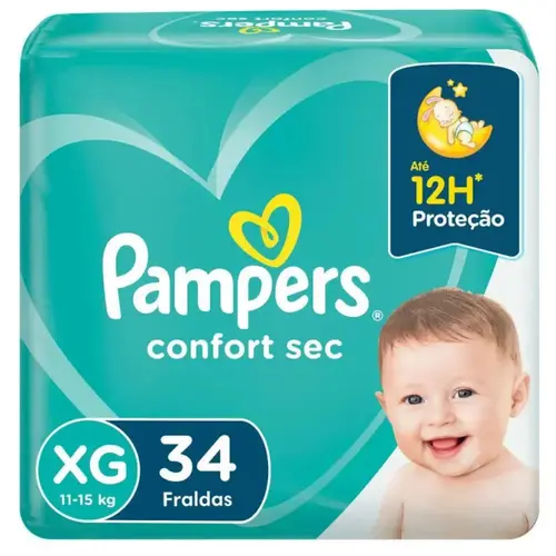 Fralda Infantil Pampers Confort Sec XG Mega 34 Unidades