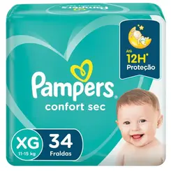 Fralda Infantil Pampers Confort Sec XG Mega 34 Unidades