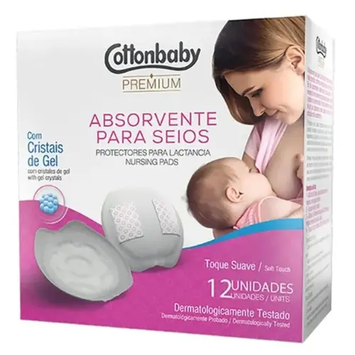 Absorvente para Seios Cottonbaby Anatômico 12un