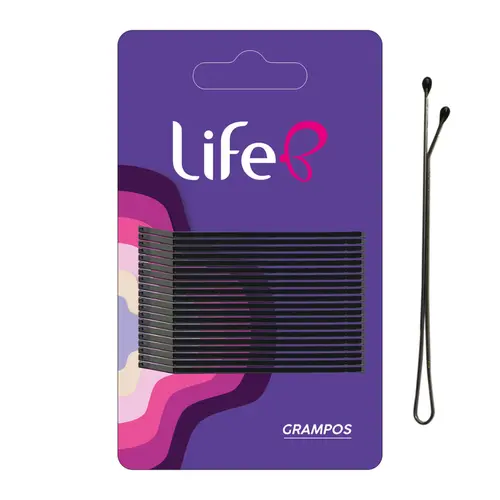 Grampo para Cabelo Life B Grande 6cm Preto 20 Unidades