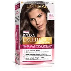 Kit Tintura Imédia Excellence L Oréal Castanho Claro Acinzentado 5.1