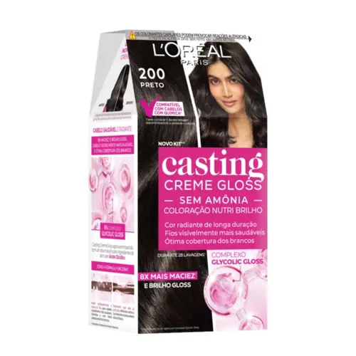 Tintura Casting Creme Gloss Preto 200 Loreal Paris 1 unidade