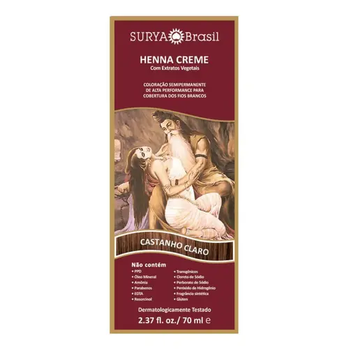Tinta de Cabelo Henna Creme Surya Brasil Castanho Claro