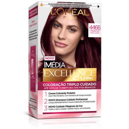 Kit Tintura Imédia Excellence L Oréal Vermelho Profundo 4466