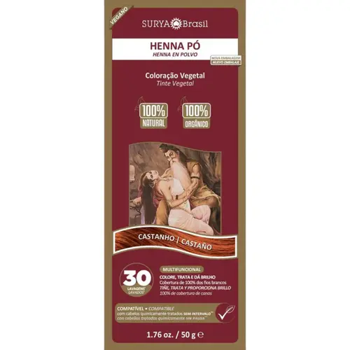 Tinta de Cabelo Henna Surya Pó Castanho 50g