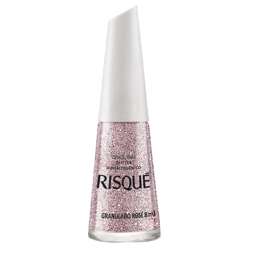 Esmalte Risqué Glitter Granulado Rosé 8ml