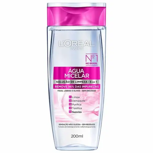 Água Micelar L Oréal Paris Solução de Limpeza Demaquilante 5 em 1 200ml