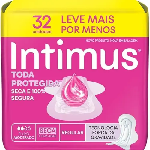 Absorvente Intimus Toda Protegida Seca com Abas 32 Unidades