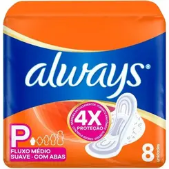 Absorvente Always Super Proteção Suave com Abas Tamanho P 8 Unidades