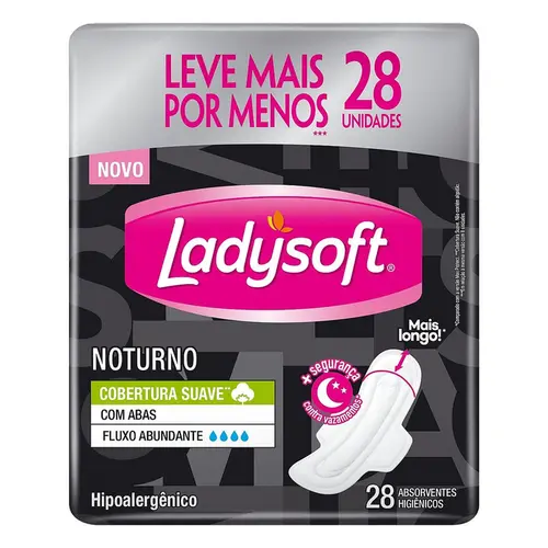 Absorvente Ladysoft Noturno Suave com Abas 28 Un