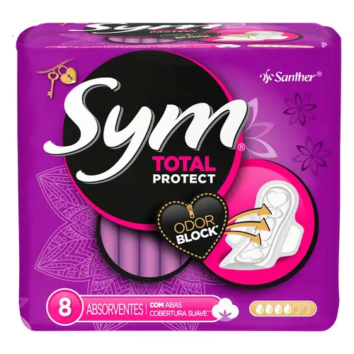 Absorvente Sym Suave com Abas Transparente 8un