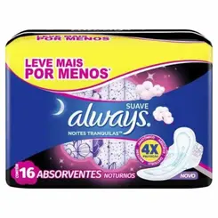 Absorvente Always Noites Tranquilas Suave com Abas 16un
