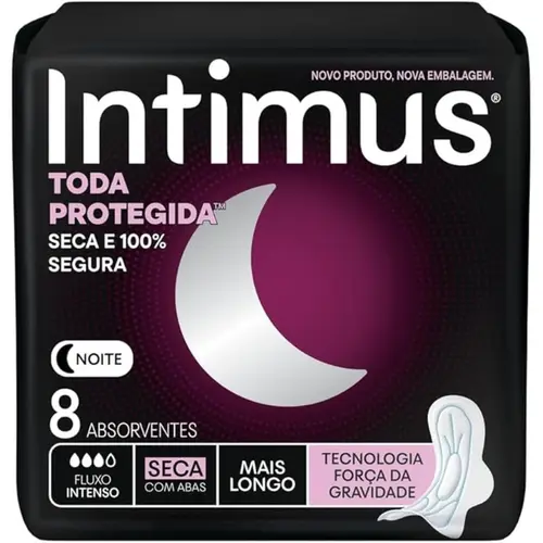 Absorvente Intimus Noturno Cobertura Seca C/Abas 8 Un