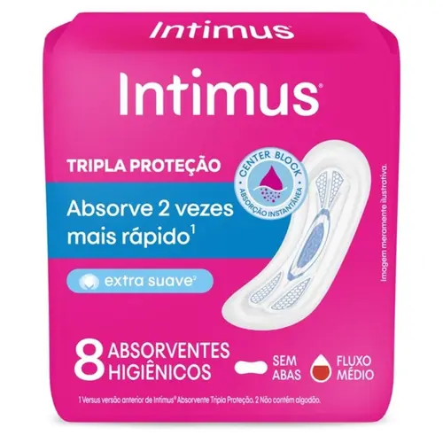 Absorvente Intimus Cobertura Suave S/Abas 8 unidades