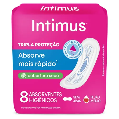 Absorvente Intimus Tripla Proteção Seca S/Abas 8 Unidades