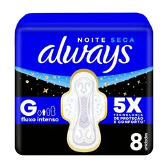 Absorvente Always Noite Seca com Abas 8 un