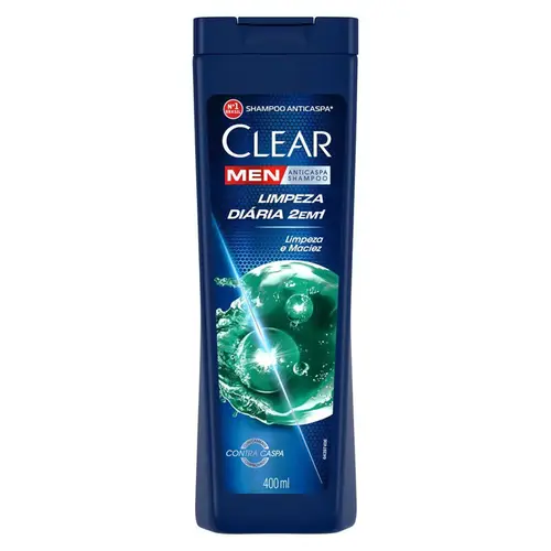 Shampoo Clear Men Anticaspa Limpeza Diária 2 em 1 400ml