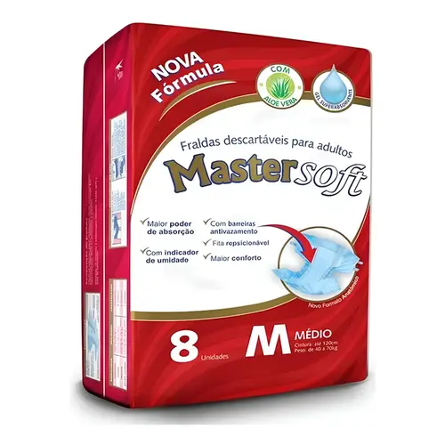 Fralda Geriátrica Mastersoft M Alta Absorção 8 Unidades