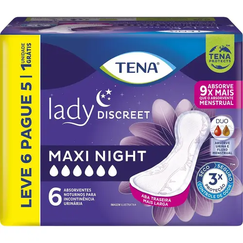 Absorvente Tena Lady Discreet Maxi Night 6 unidades