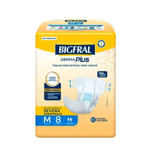 Fralda Adulto Bigfral Derma Plus M 8 Un