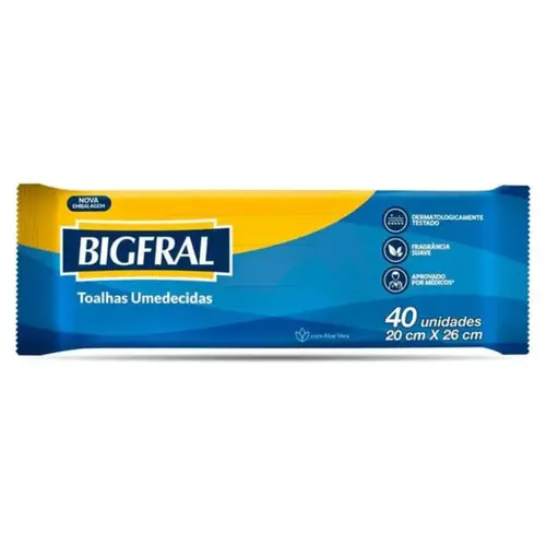 Toalha Umedecida Bigfral Adulto 40 unidades