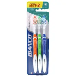 Escova Dental Clean Action Macia Bianco 3 unidades