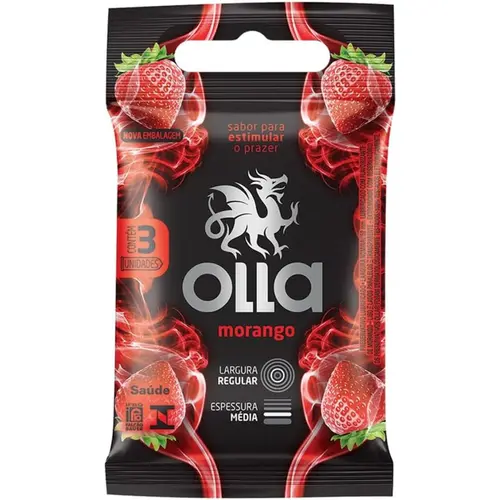 Preservativo Olla Morango 3 Unidades