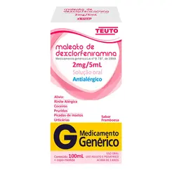 Dexclorfeniramina Xarope Adulto E Pediátrico 100ml- Teuto - Genérico